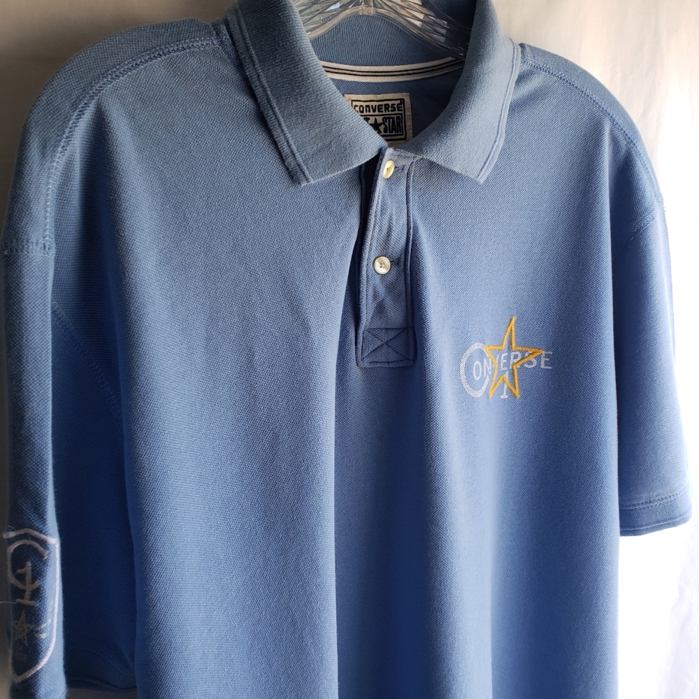 Mens Converse One Star Polo Shirt  Size XL. Light Blue